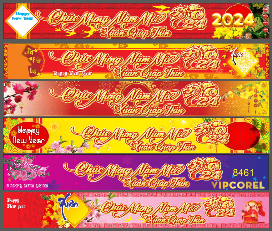 Băng rôn chúc mừng năm mới 2024 #1 file corel
