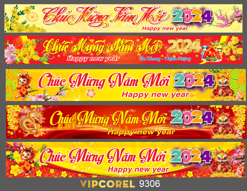 Băng rôn chúc mừng năm mới 2024 vector #5