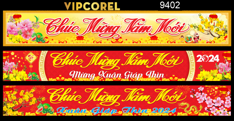 Băng rôn chúc mừng năm mới 2024 vector #6