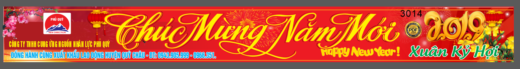 Băng rôn chúc mừng năm mới 2019 công ty Phú Quý file coreldraw