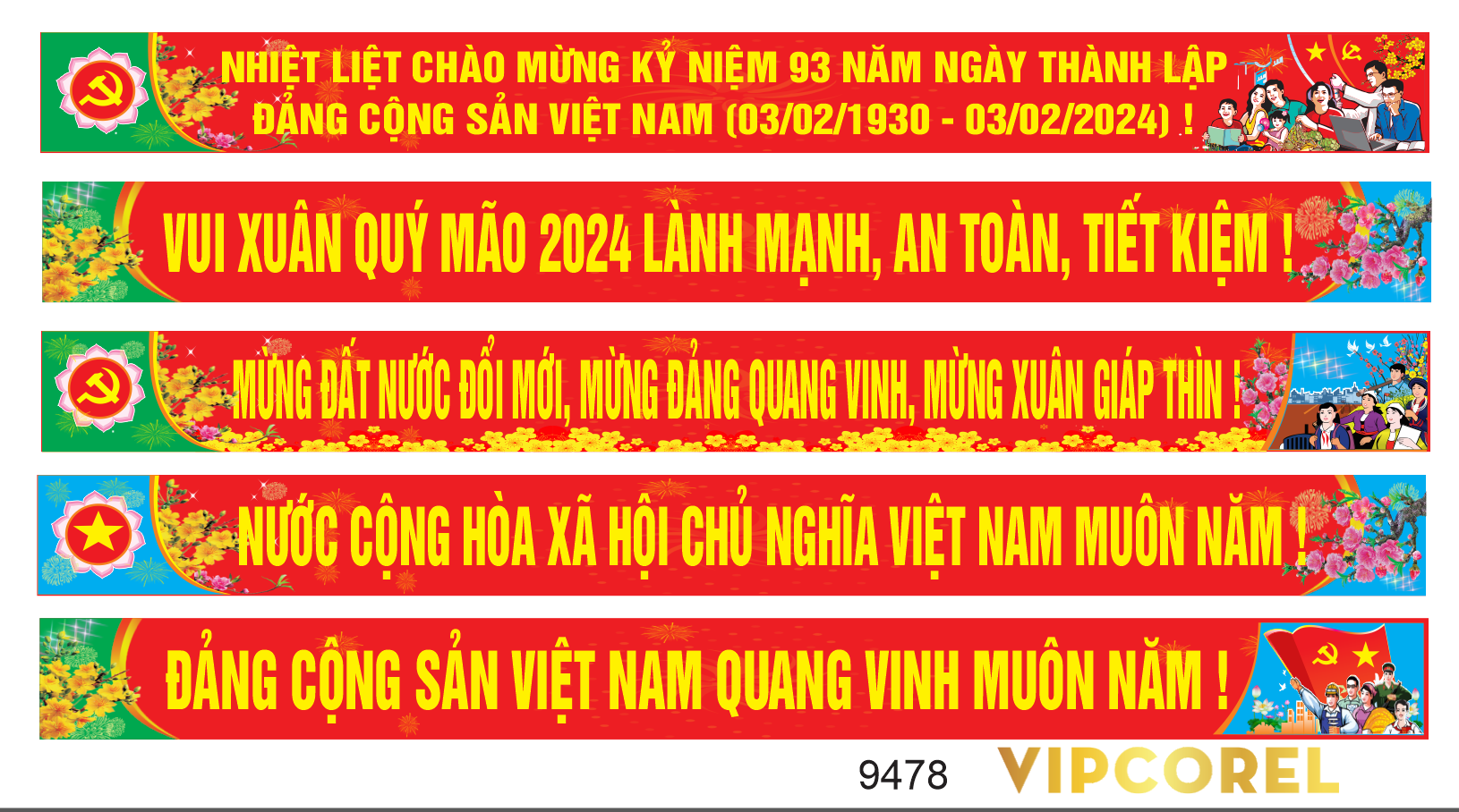 Băng rôn kỷ niệm 94 năm ngày thành lập Đảng #8 vector