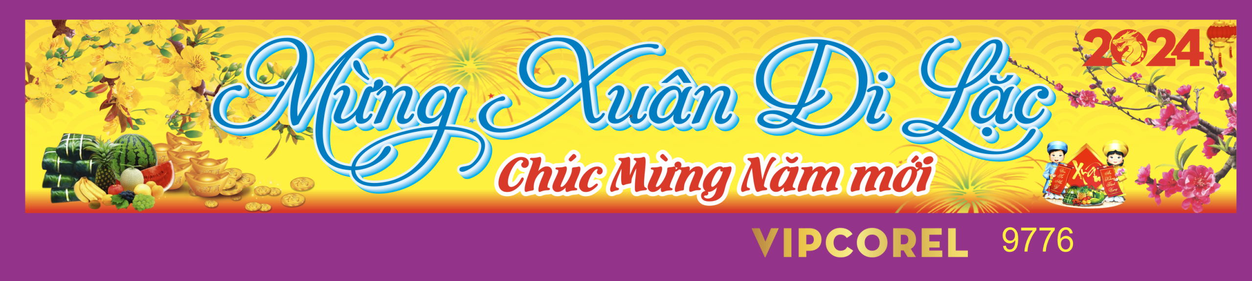 Băng rôn Mừng xuân di lặc chúc mừng năm mới 2024