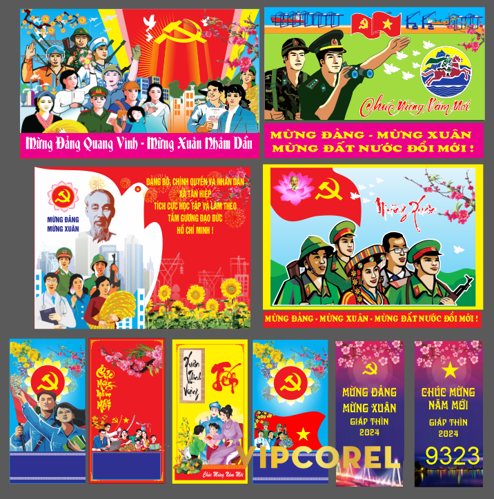 Pano mừng đảng mừng xuân 2024 vector