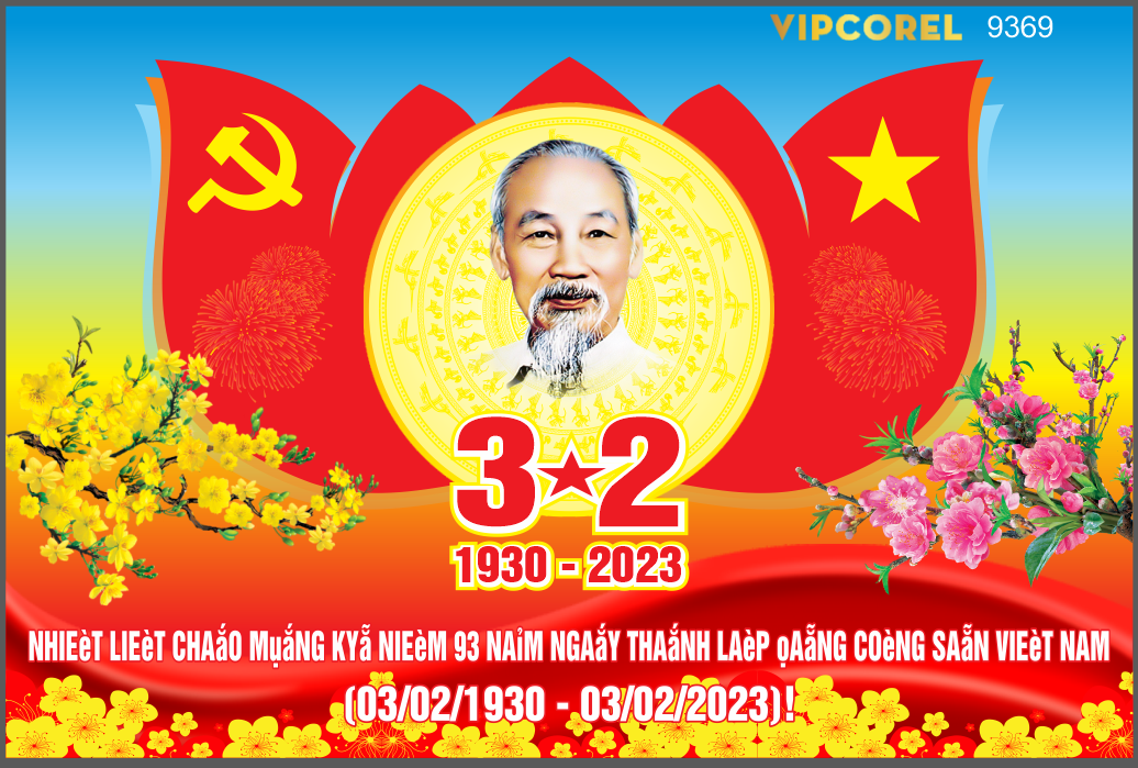 Pano mừng đảng mừng xuân 3/2 năm 2024 vector