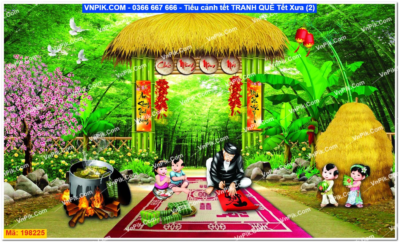 Tiểu cảnh tết TRANH QUÊ _ Tết Xưa (2)