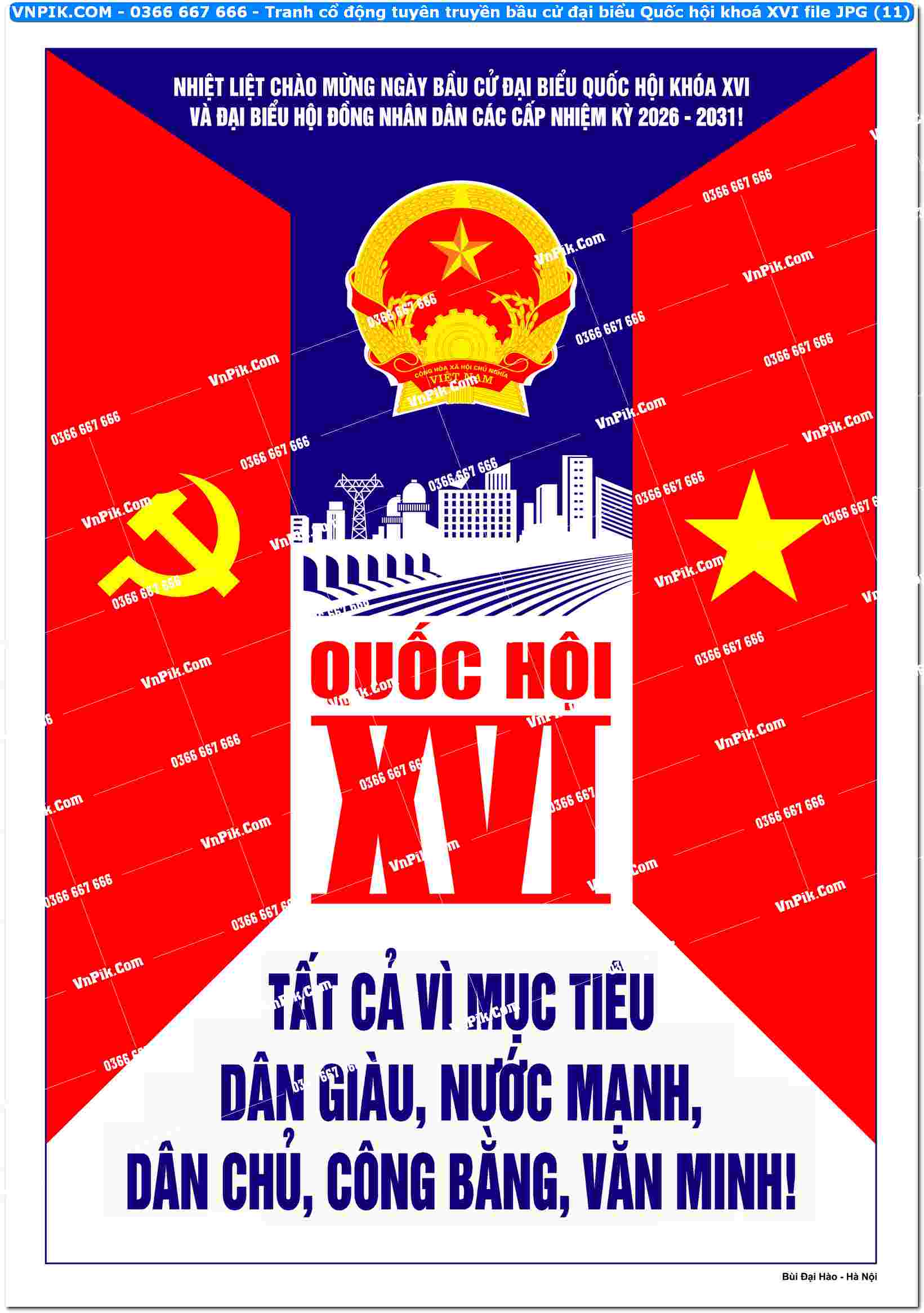 Tranh cổ động tuyên truyền bầu cử đại biểu Quốc hội khoá XVI file JPG (11)