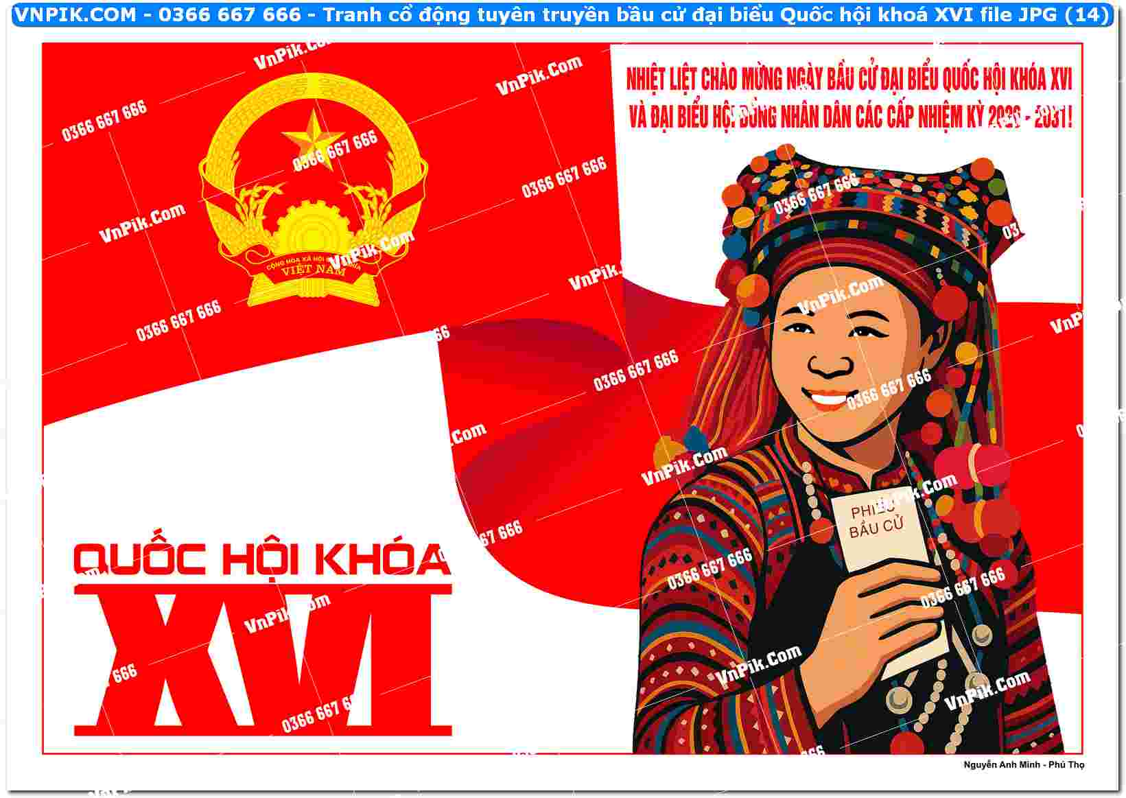 Tranh cổ động tuyên truyền bầu cử đại biểu Quốc hội khoá XVI file JPG (14)