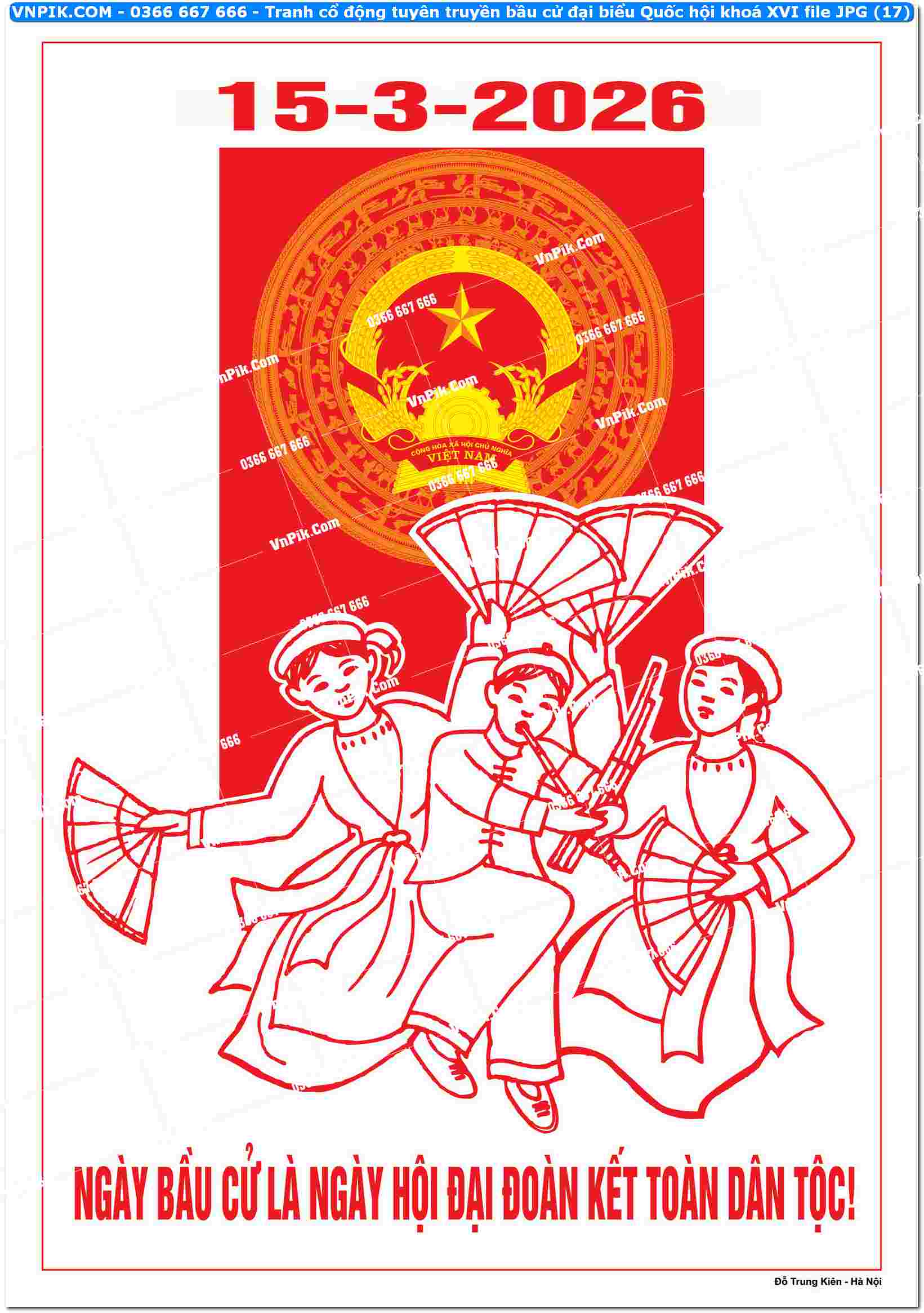 Tranh cổ động tuyên truyền bầu cử đại biểu Quốc hội khoá XVI file JPG (17)