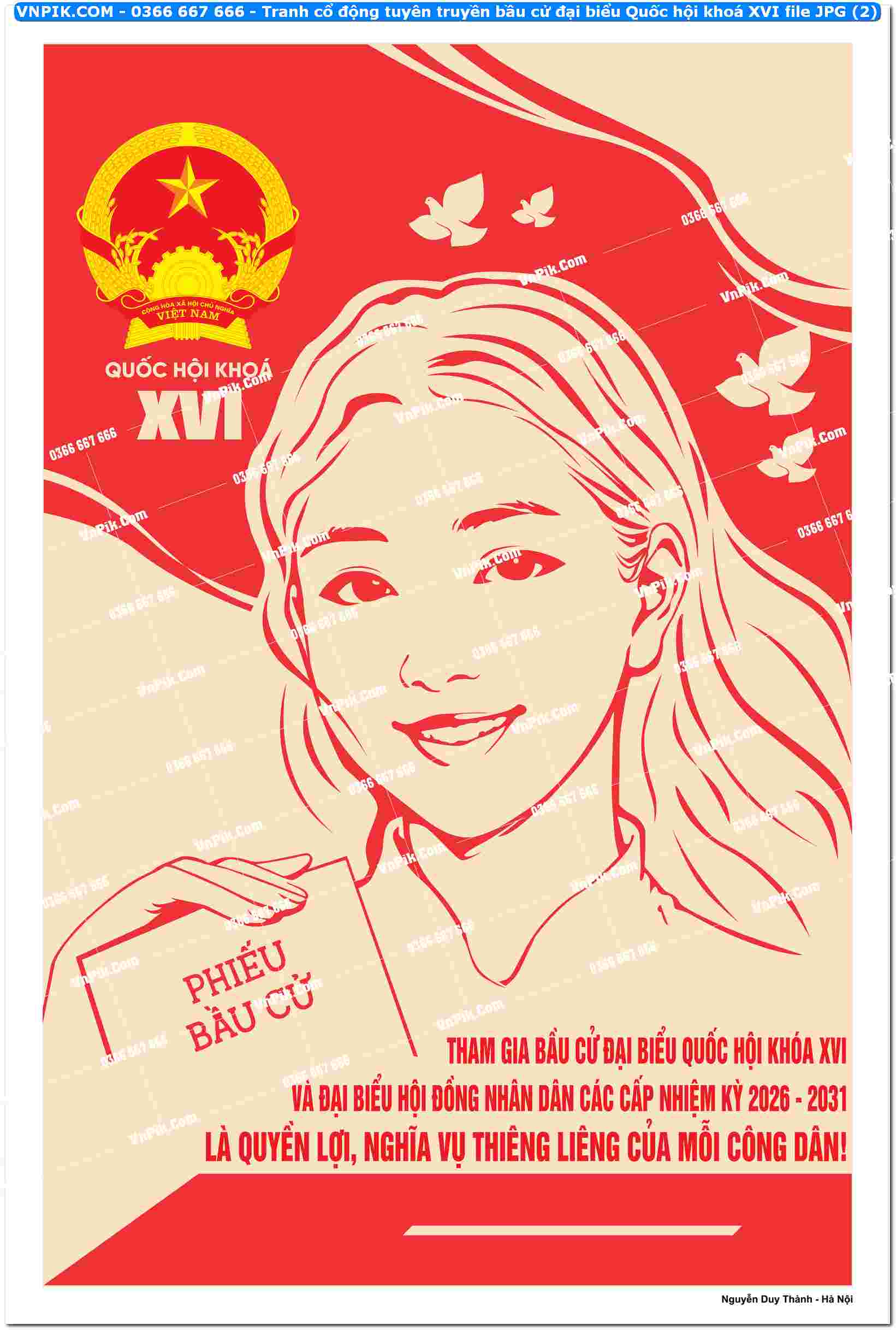 Tranh cổ động tuyên truyền bầu cử đại biểu Quốc hội khoá XVI file JPG (2)