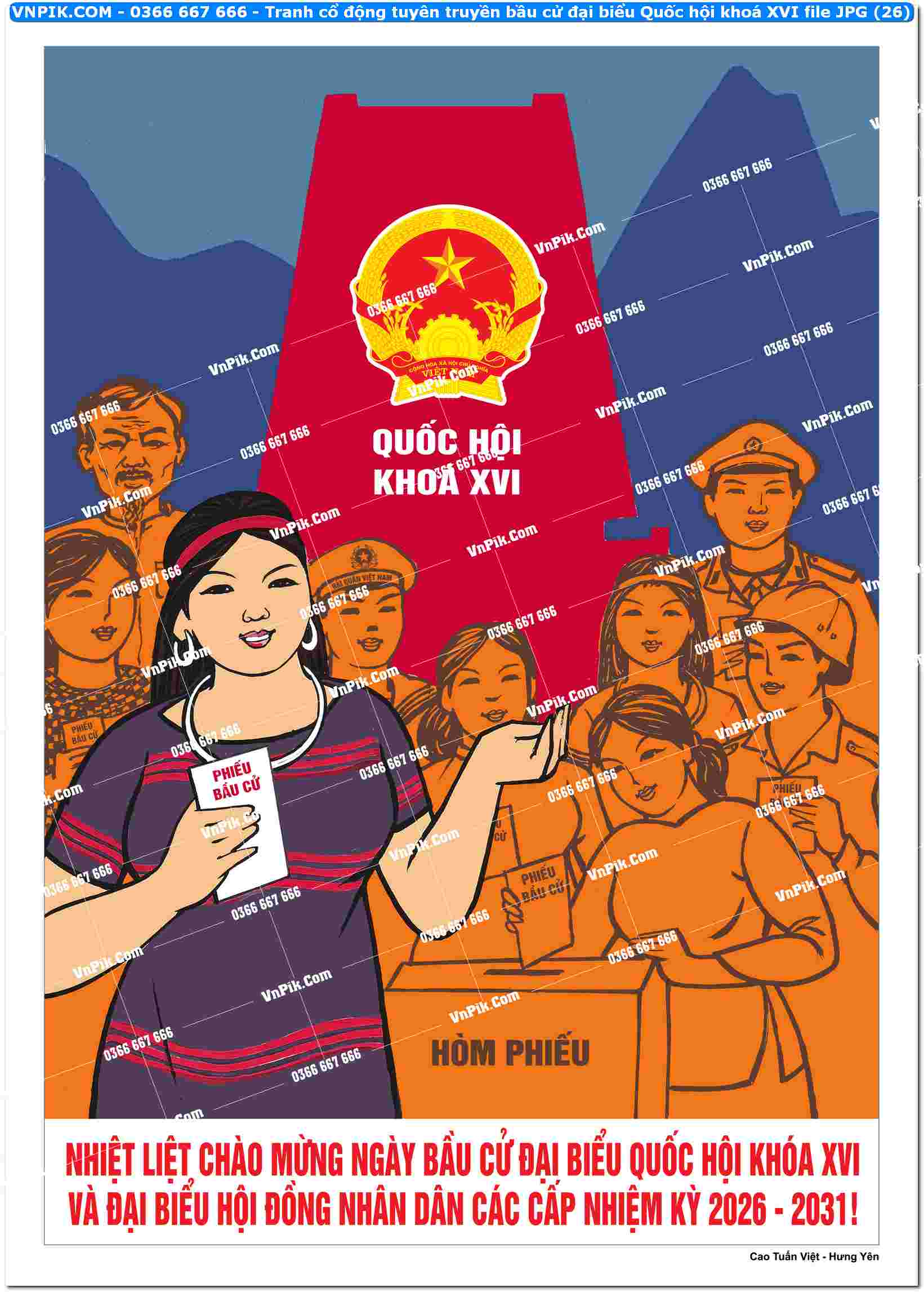 Tranh cổ động tuyên truyền bầu cử đại biểu Quốc hội khoá XVI file JPG (26)