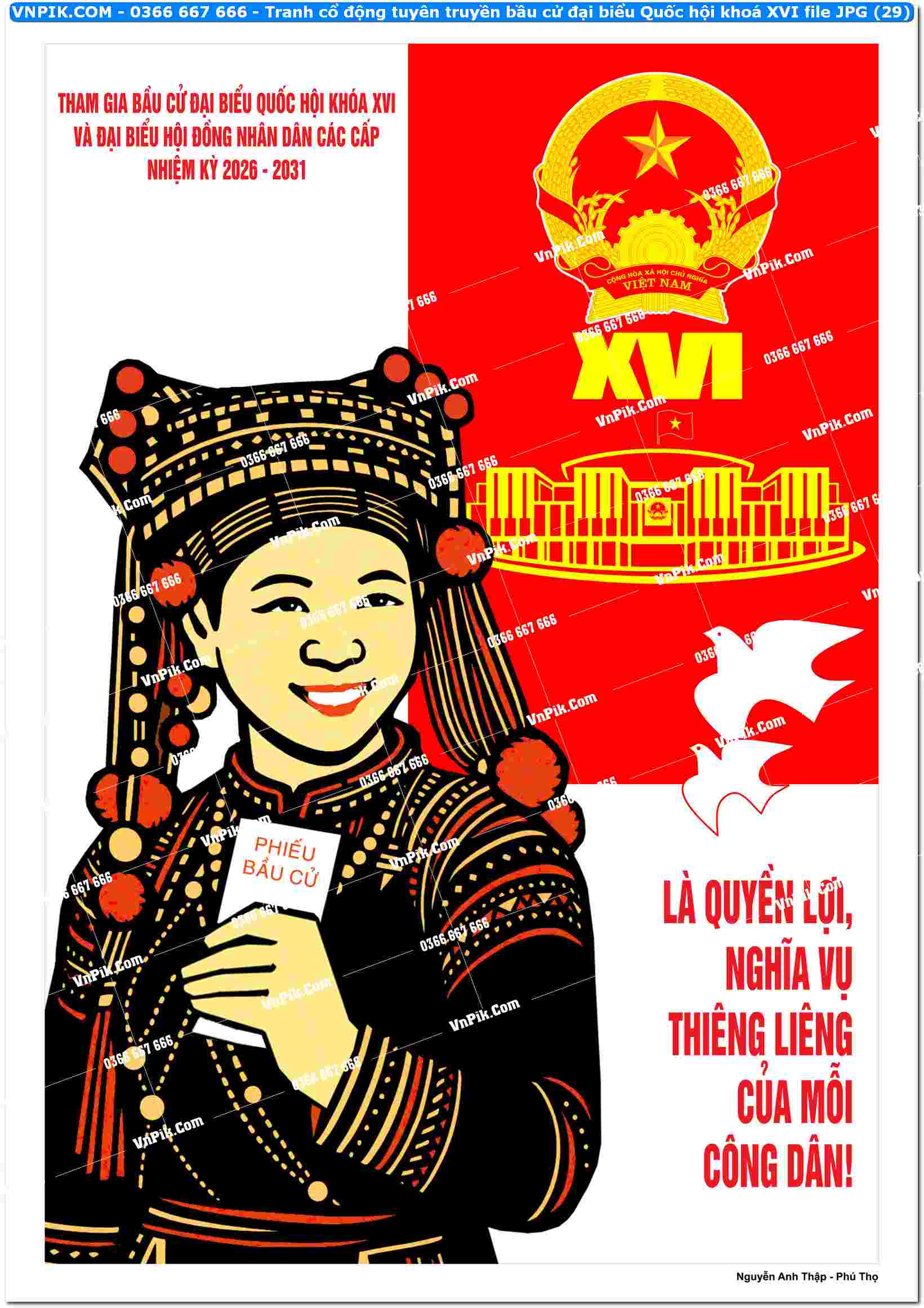 Tranh cổ động tuyên truyền bầu cử đại biểu Quốc hội khoá XVI file JPG (29)