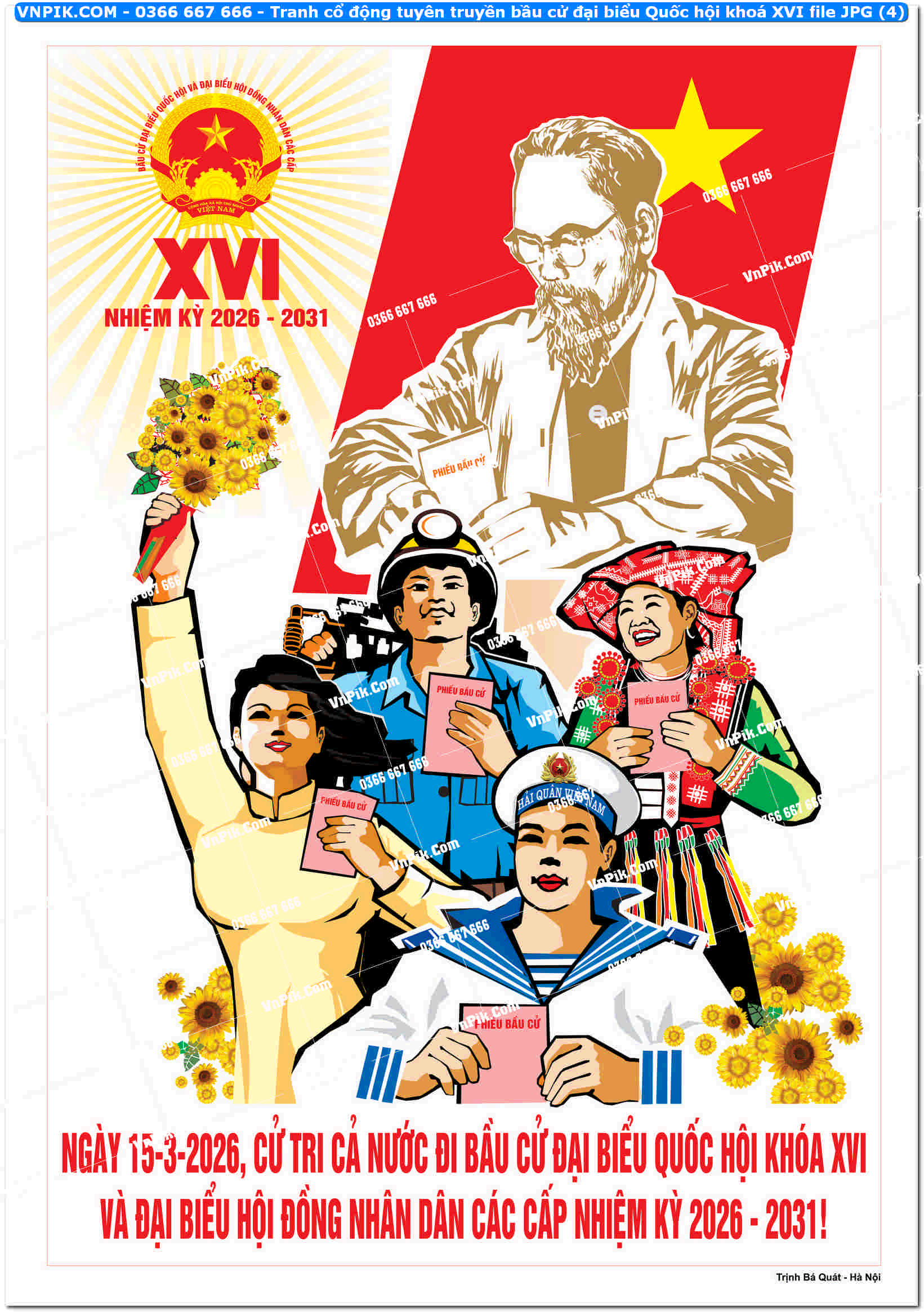 Tranh cổ động tuyên truyền bầu cử đại biểu Quốc hội khoá XVI file JPG (4)