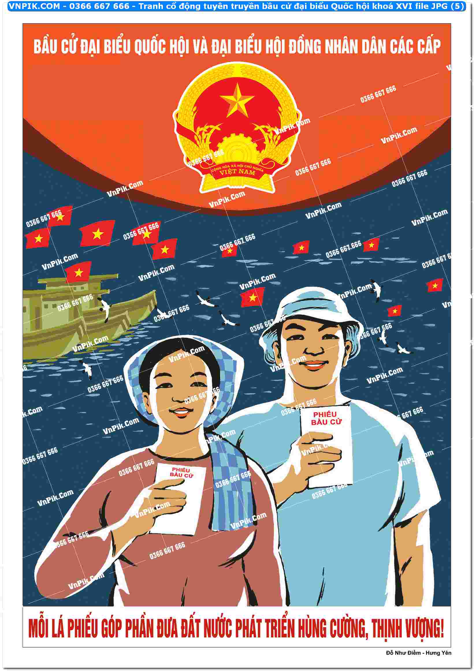 Tranh cổ động tuyên truyền bầu cử đại biểu Quốc hội khoá XVI file JPG (5)