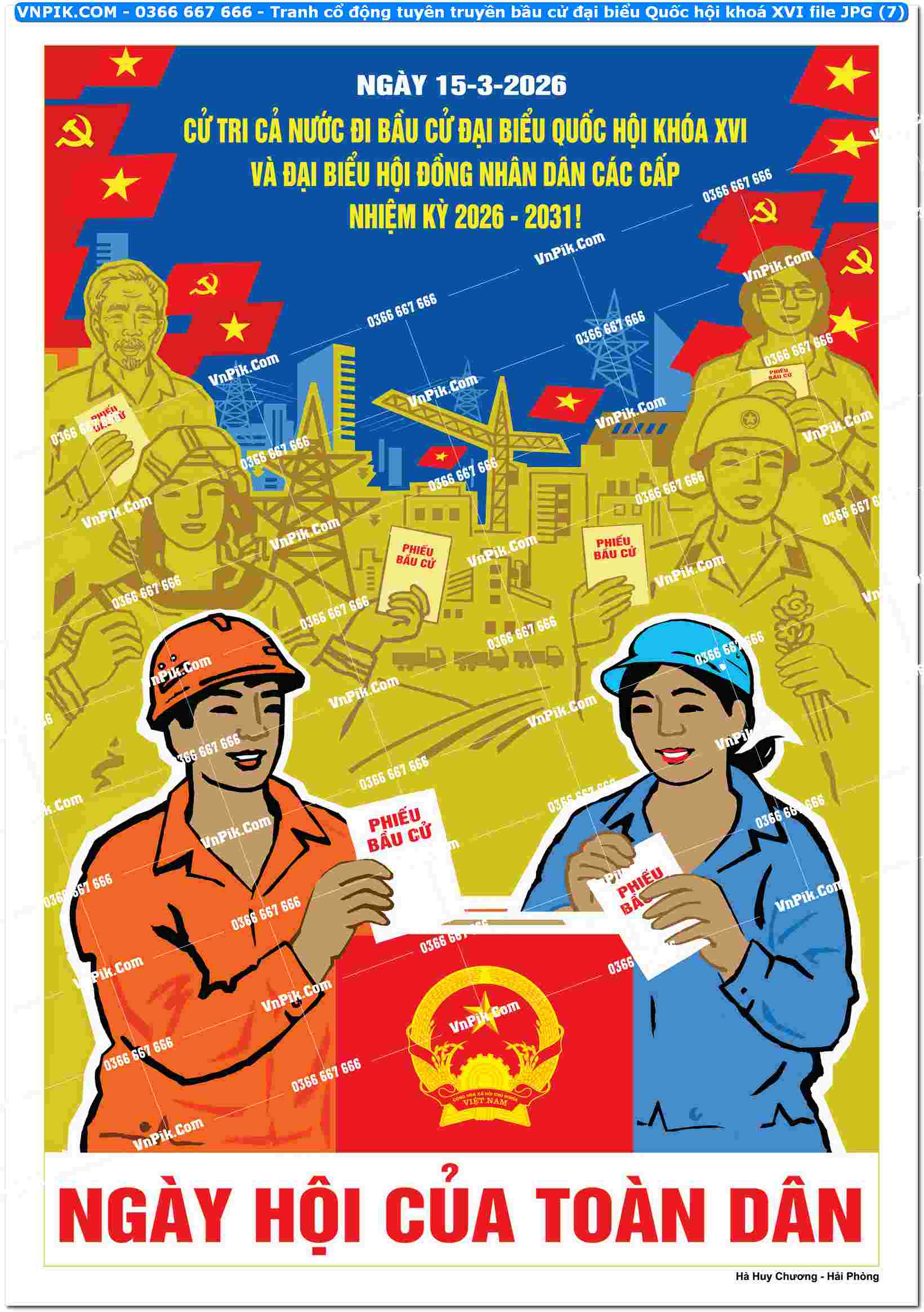 Tranh cổ động tuyên truyền bầu cử đại biểu Quốc hội khoá XVI file JPG (7)