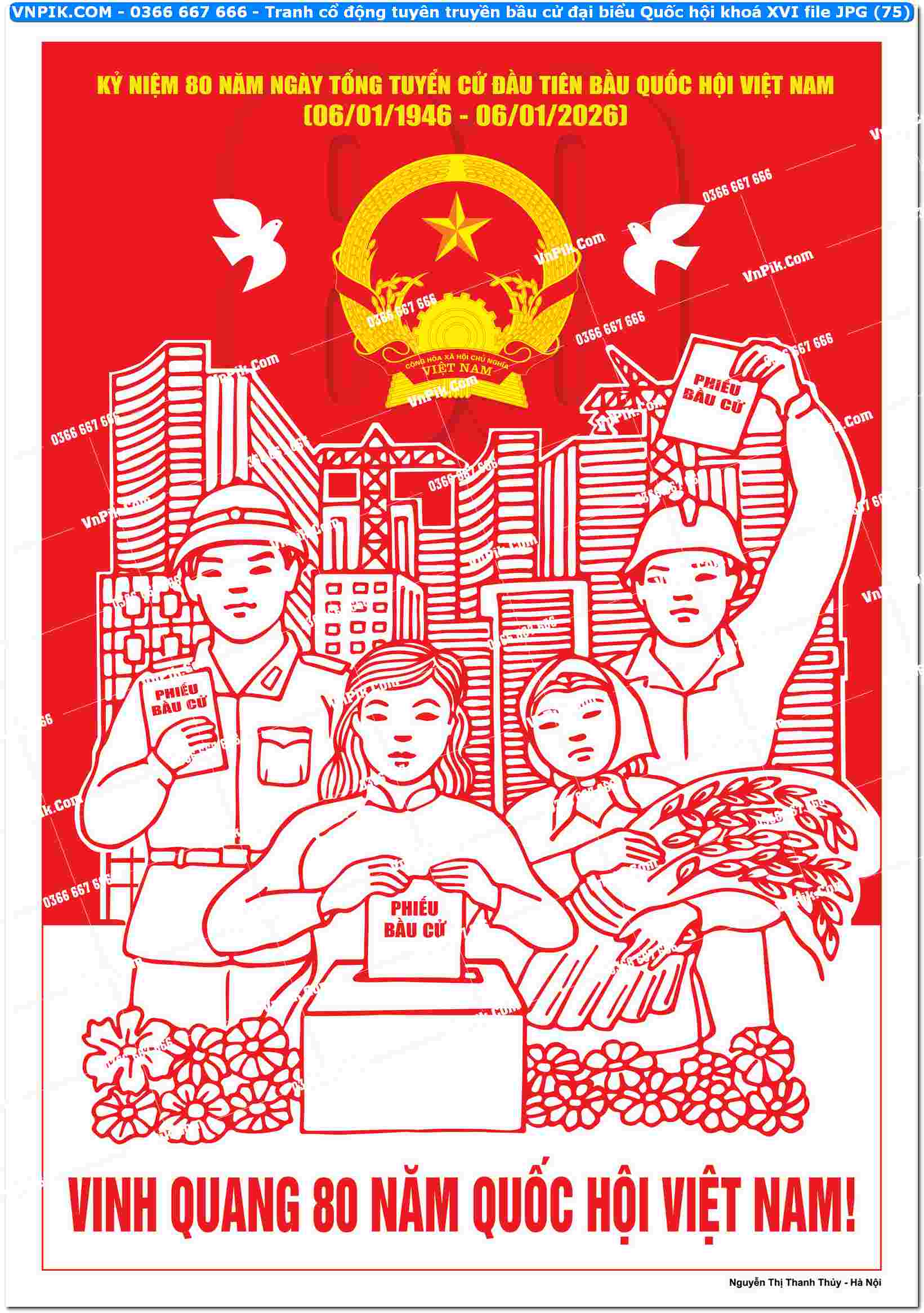 Tranh cổ động tuyên truyền bầu cử đại biểu Quốc hội khoá XVI file JPG (75)