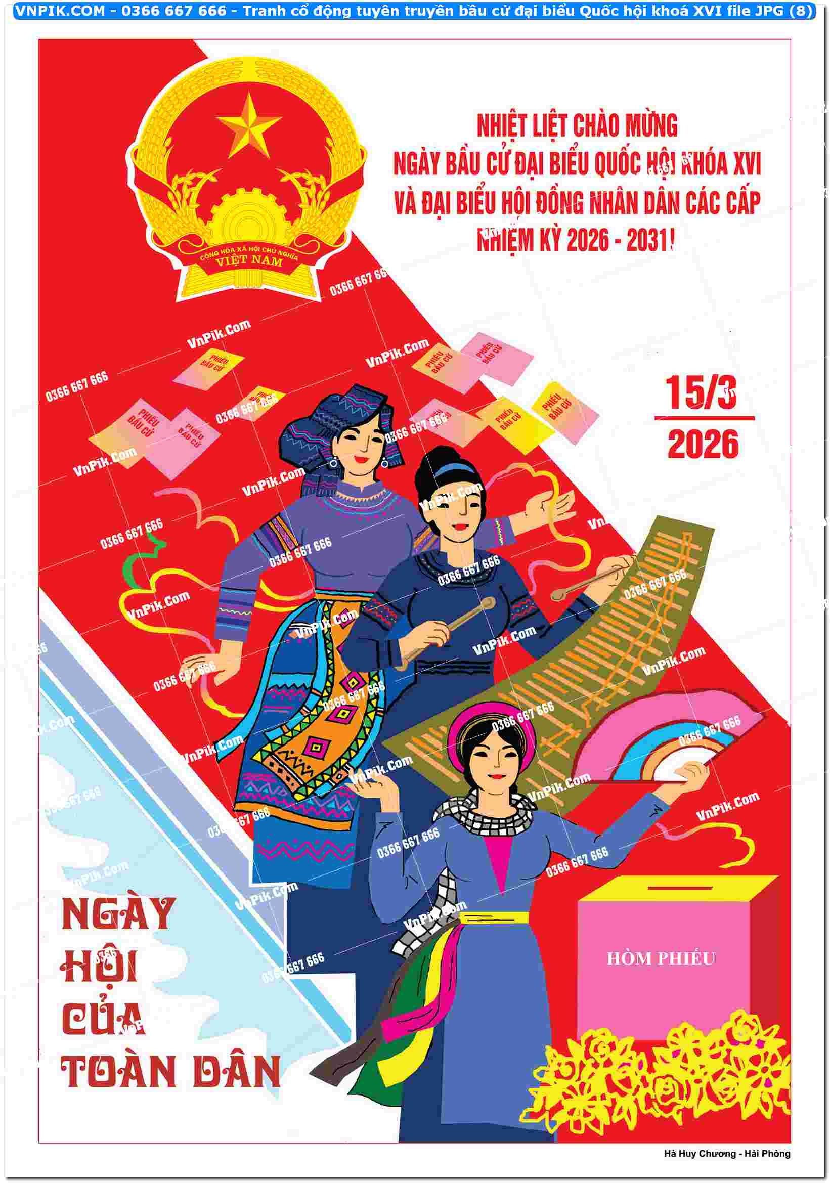 Tranh cổ động tuyên truyền bầu cử đại biểu Quốc hội khoá XVI file JPG (8)