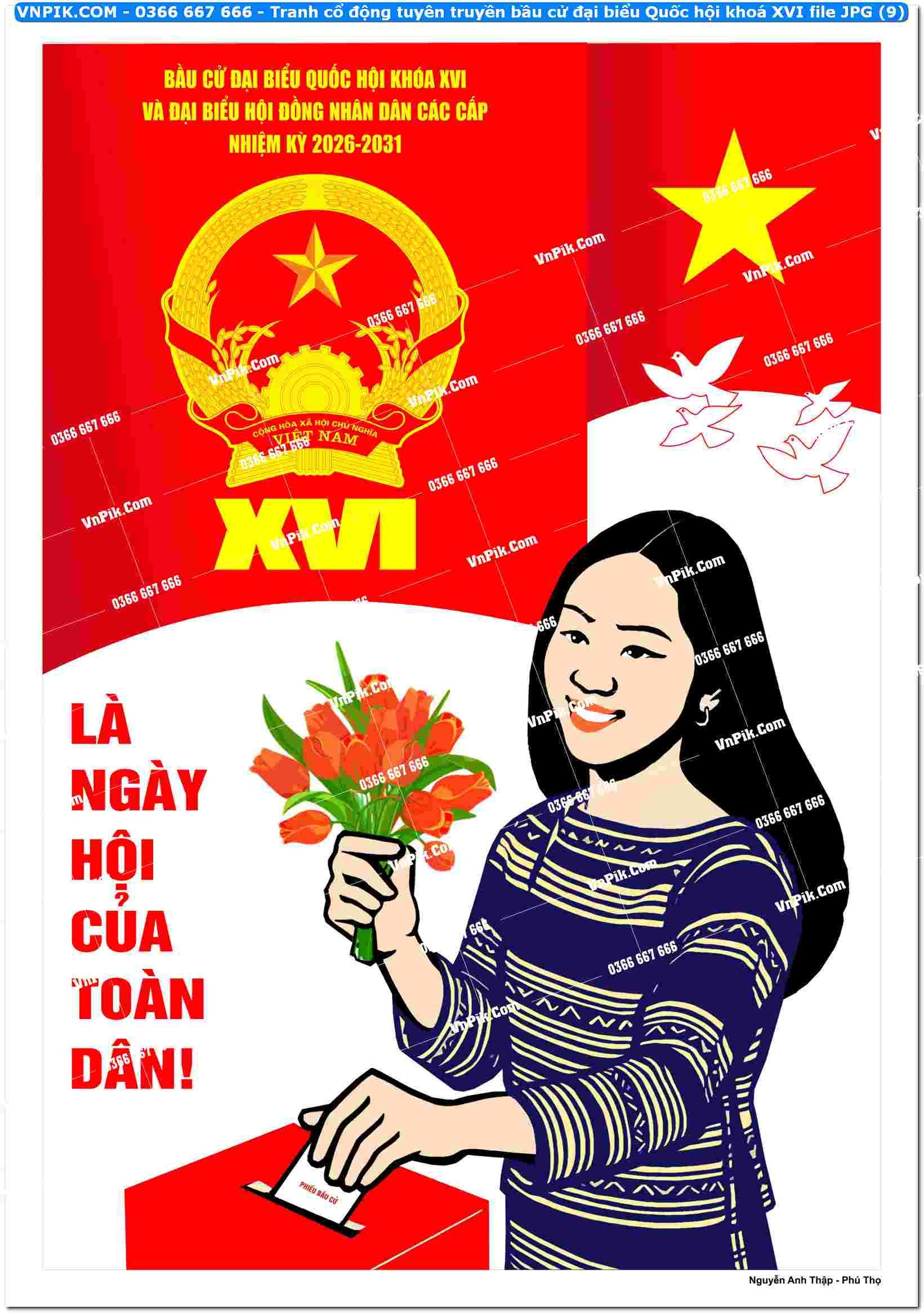 Tranh cổ động tuyên truyền bầu cử đại biểu Quốc hội khoá XVI file JPG (9)