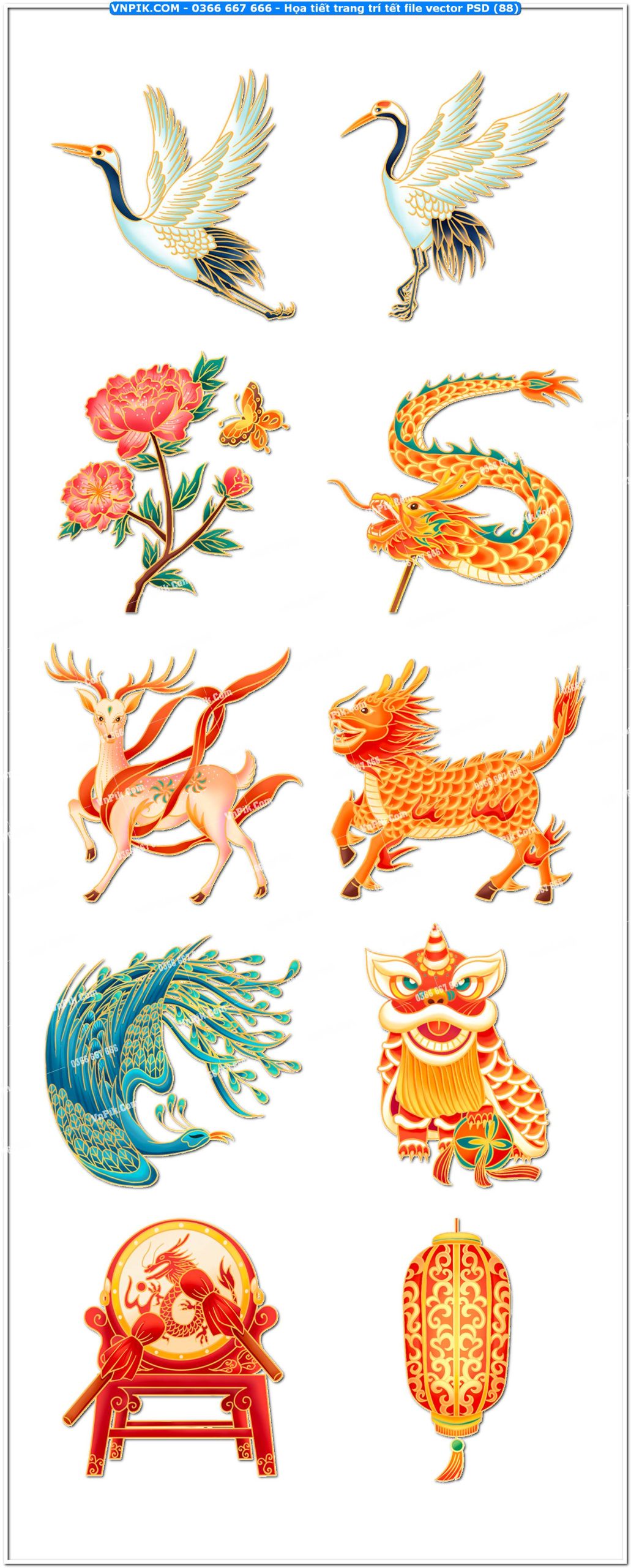 Họa tiết trang trí tết file vector PSD (88)