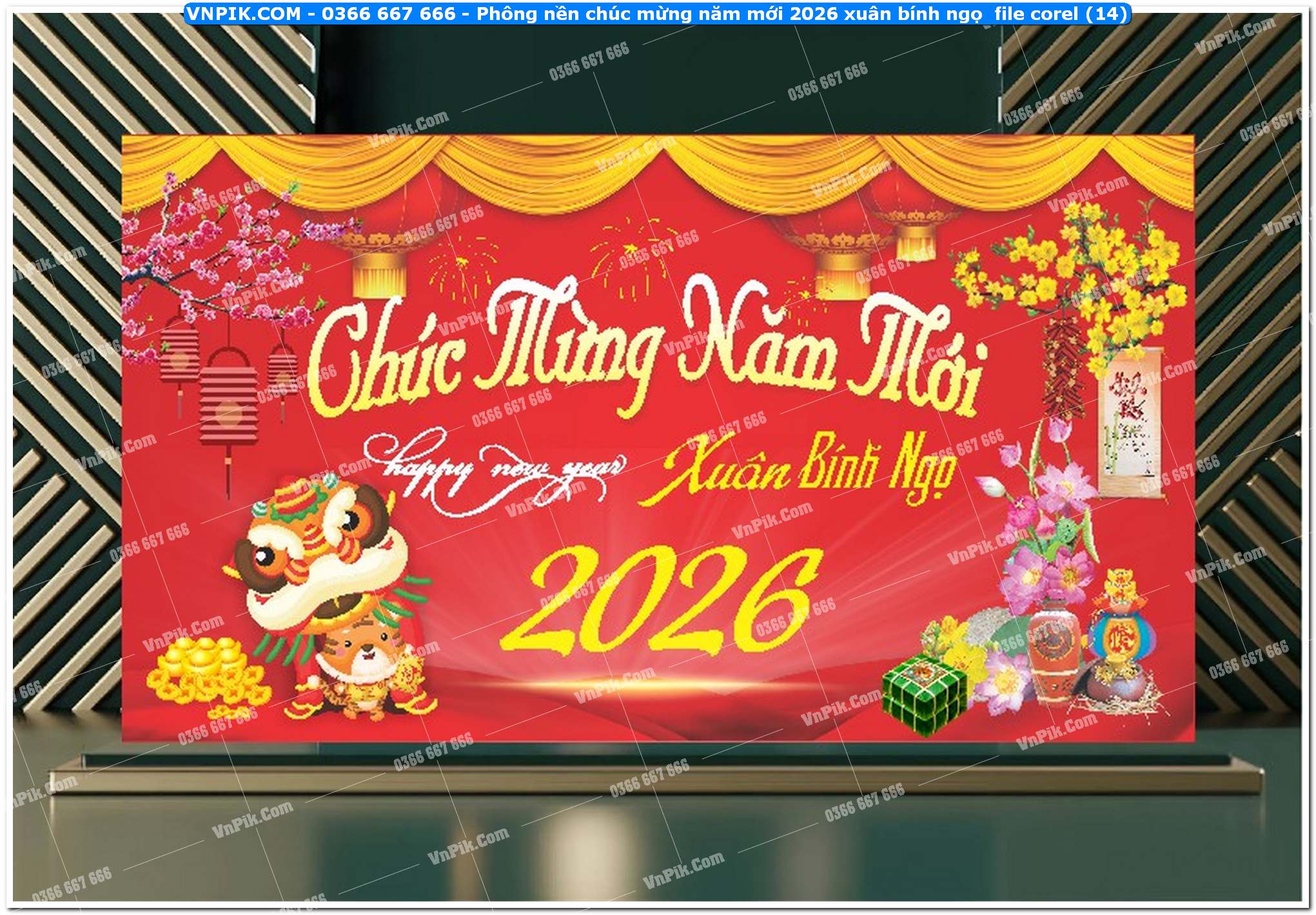 Phông nền chúc mừng năm mới 2026 xuân bính ngọ  file corel (14)