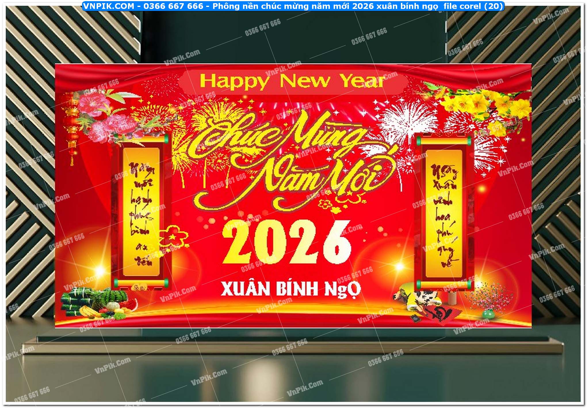 Phông nền chúc mừng năm mới 2026 xuân bính ngọ  file corel (20)
