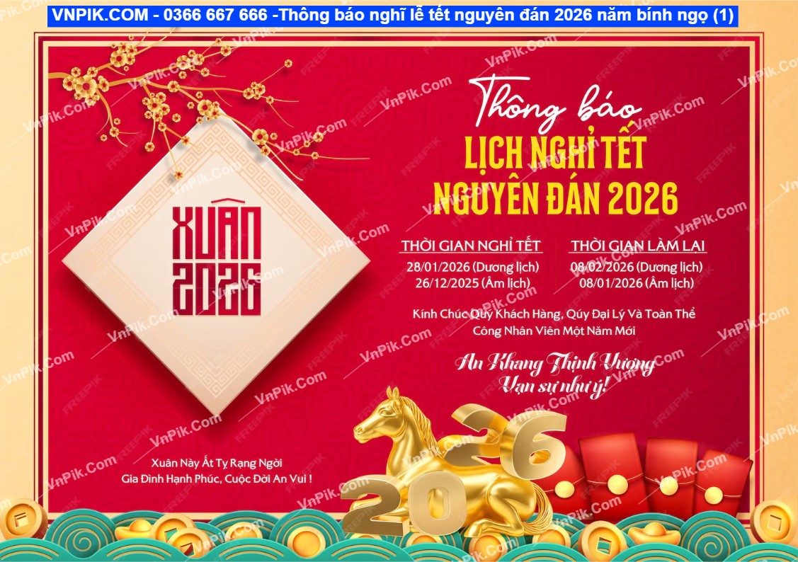 Thông báo nghĩ lễ tết nguyên đán 2026 năm bính ngọ (1)