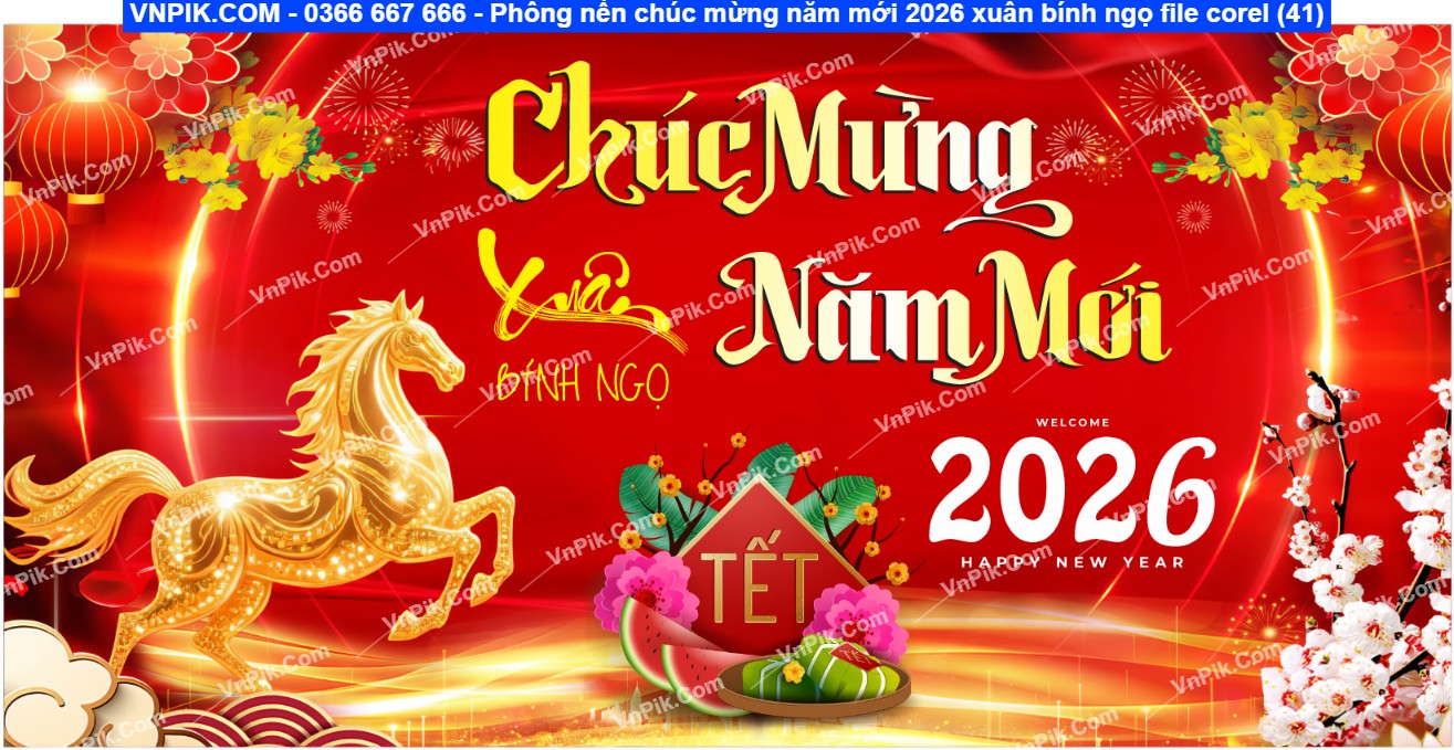 Phông nền chúc mừng năm mới 2026 xuân bính ngọ file corel (41)