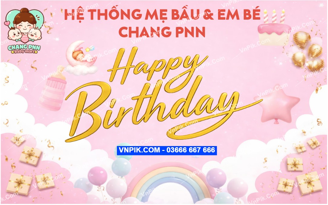 Phông sinh nhật hệ thống mẹ bầu và em bé chang pnn