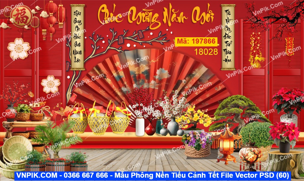 Mẫu Phông Nền Tiểu Cảnh Tết File Vector PSD (60)