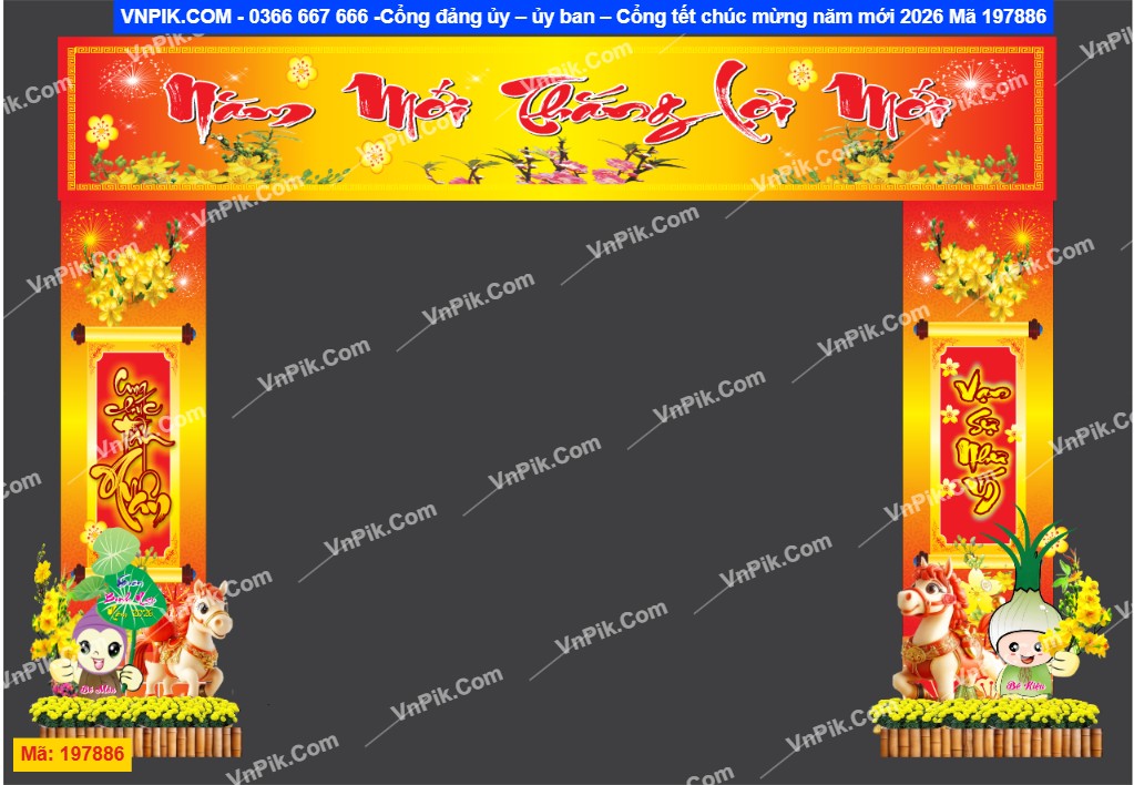 Cổng đảng ủy – ủy ban – Cổng tết chúc mừng năm mới 2026 Mã 197886