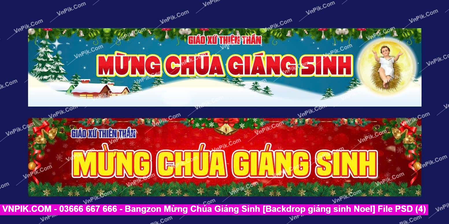 Phướn Mừng Chúa Giáng Sinh [Backdrop giáng sinh Noel] File PSD (4)
