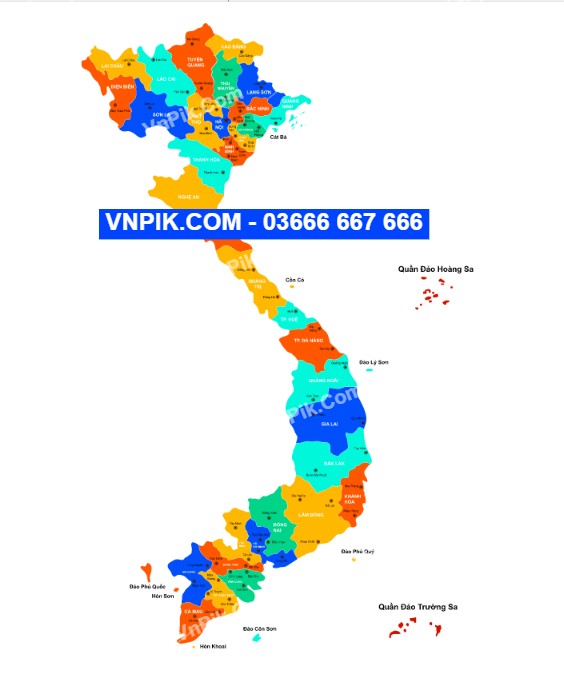 Bản đồ 34 tỉnh thành Việt Nam file vector