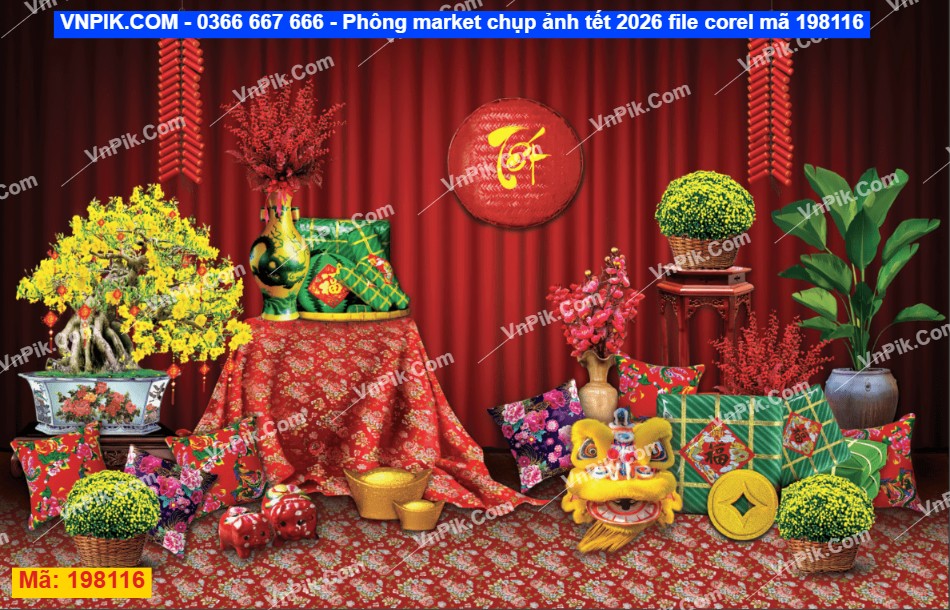Phông market chụp ảnh tết 2026 file corel mã 198116
