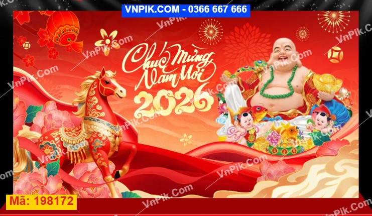 Phông Tết 2026 Phật Di Lặc Và Ngũ Phúc Lâm Môn