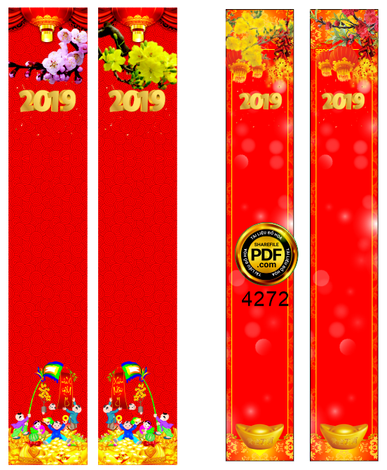 Phướn thả treo tết phông nền đỏ 2019 CorelDRAW