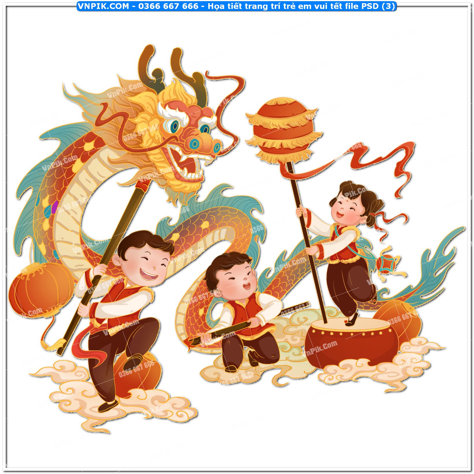 Họa tiết trang trí trẻ em vui tết file PSD (3)