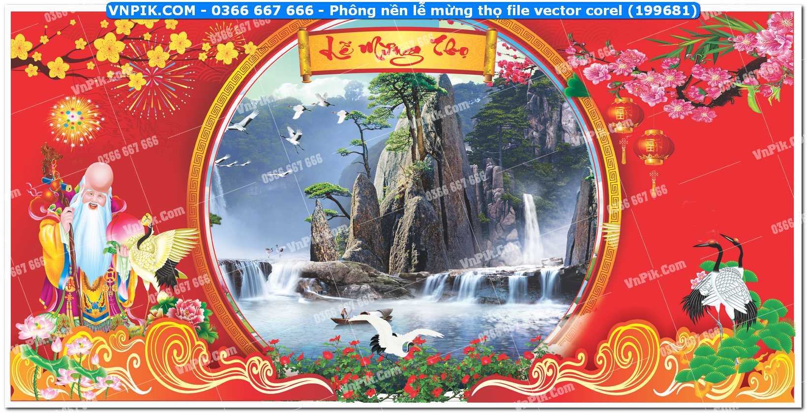 Phông nền lễ mừng thọ file vector corel (199681)