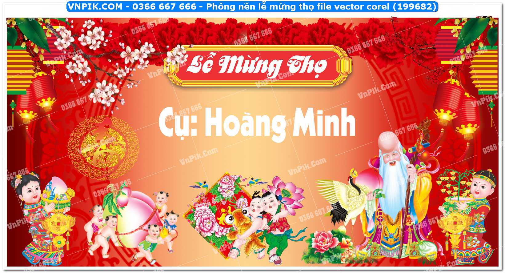 Phông nền lễ mừng thọ file vector corel (199682)