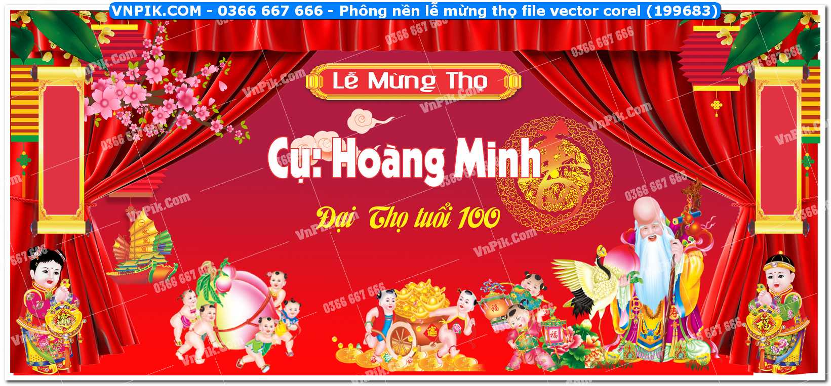 Phông nền lễ mừng thọ file vector corel (199683)