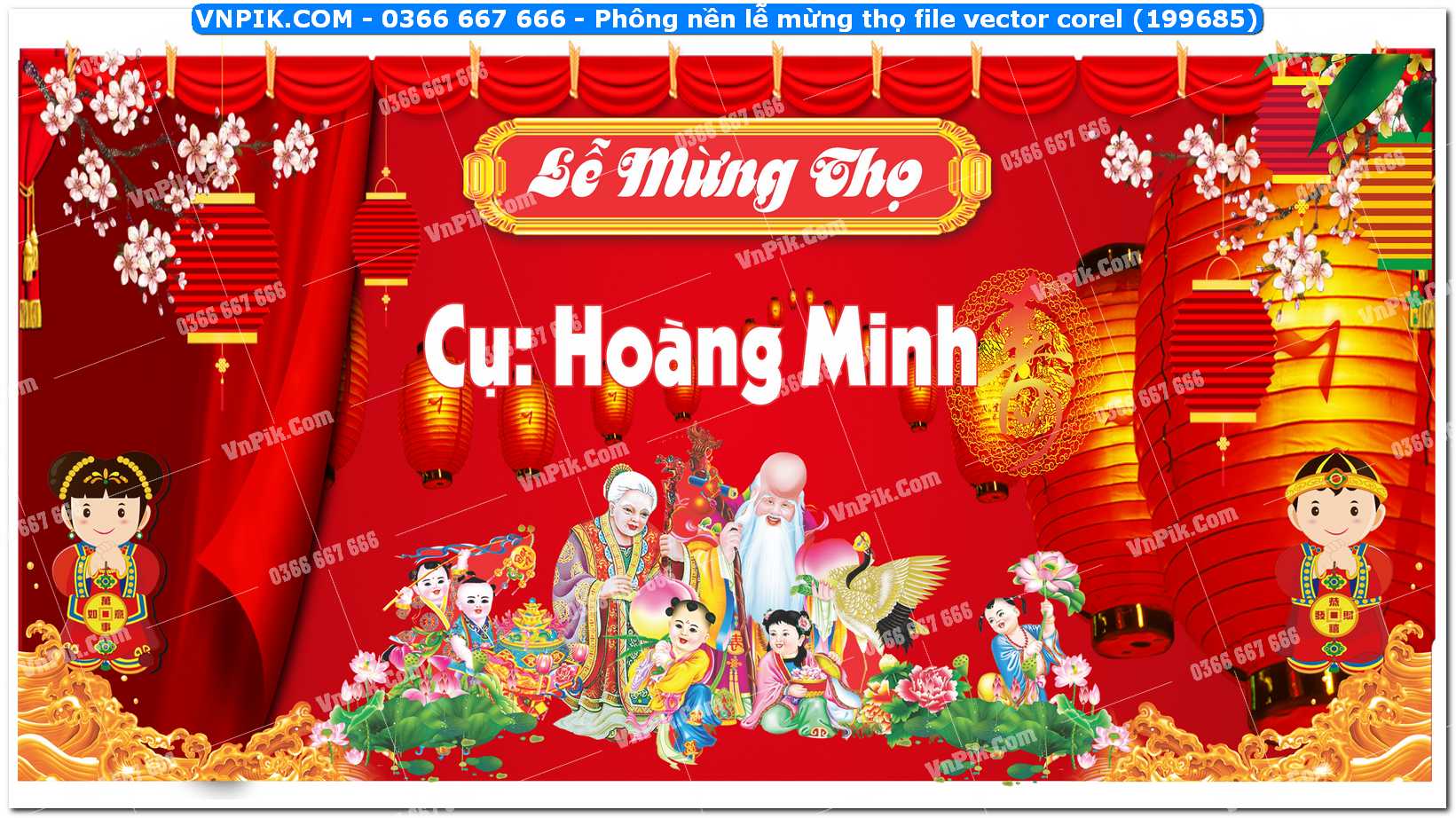 Phông nền lễ mừng thọ file vector corel (199685)