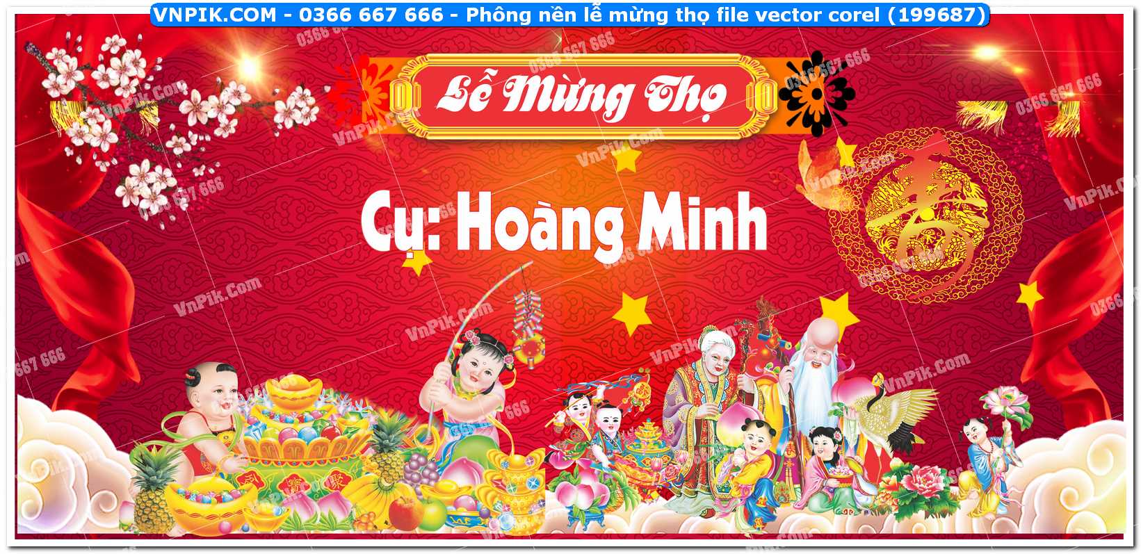 Phông nền lễ mừng thọ file vector corel (199687)