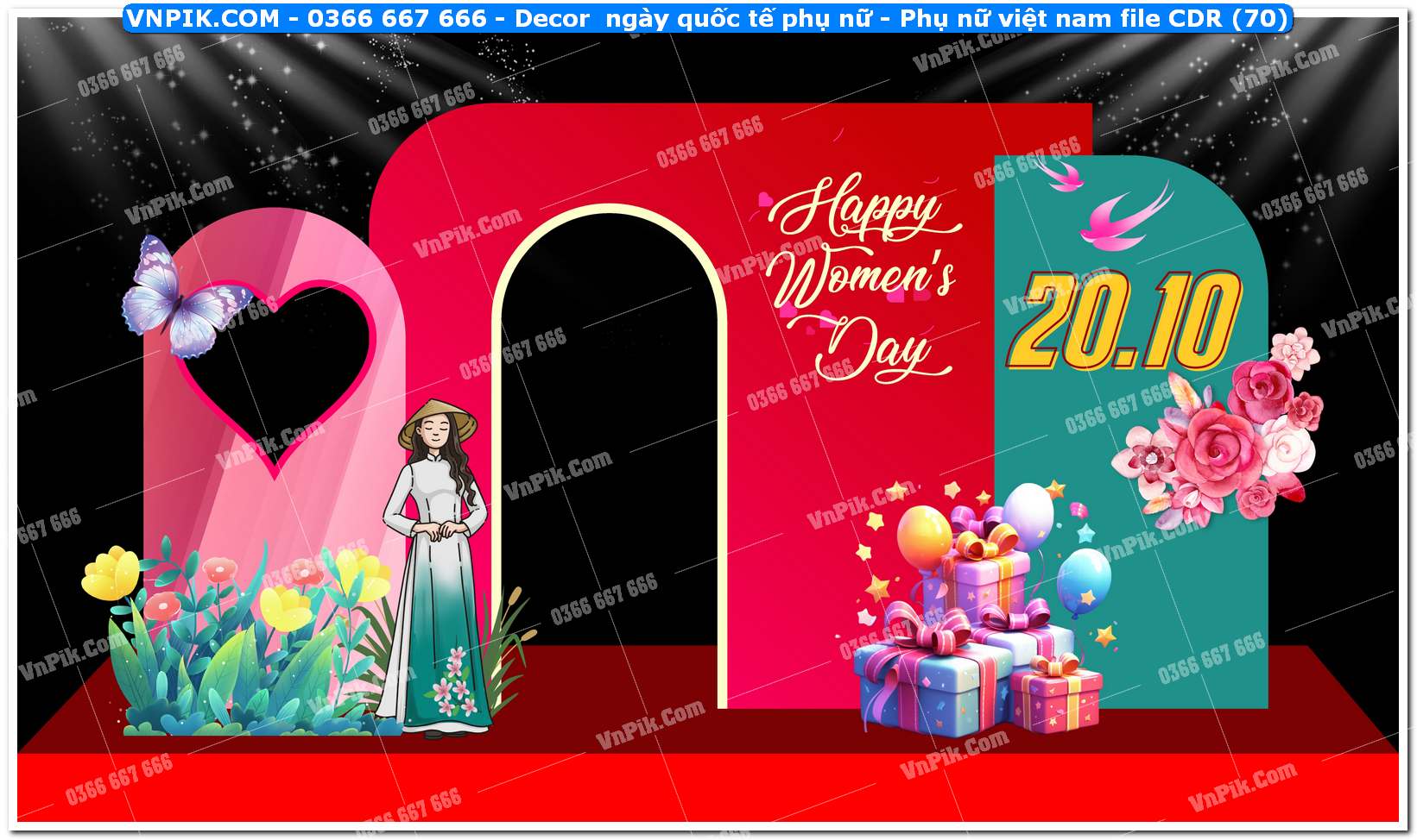 Decor ngày quốc tế phụ nữ – Phụ nữ việt nam file CDR (70)