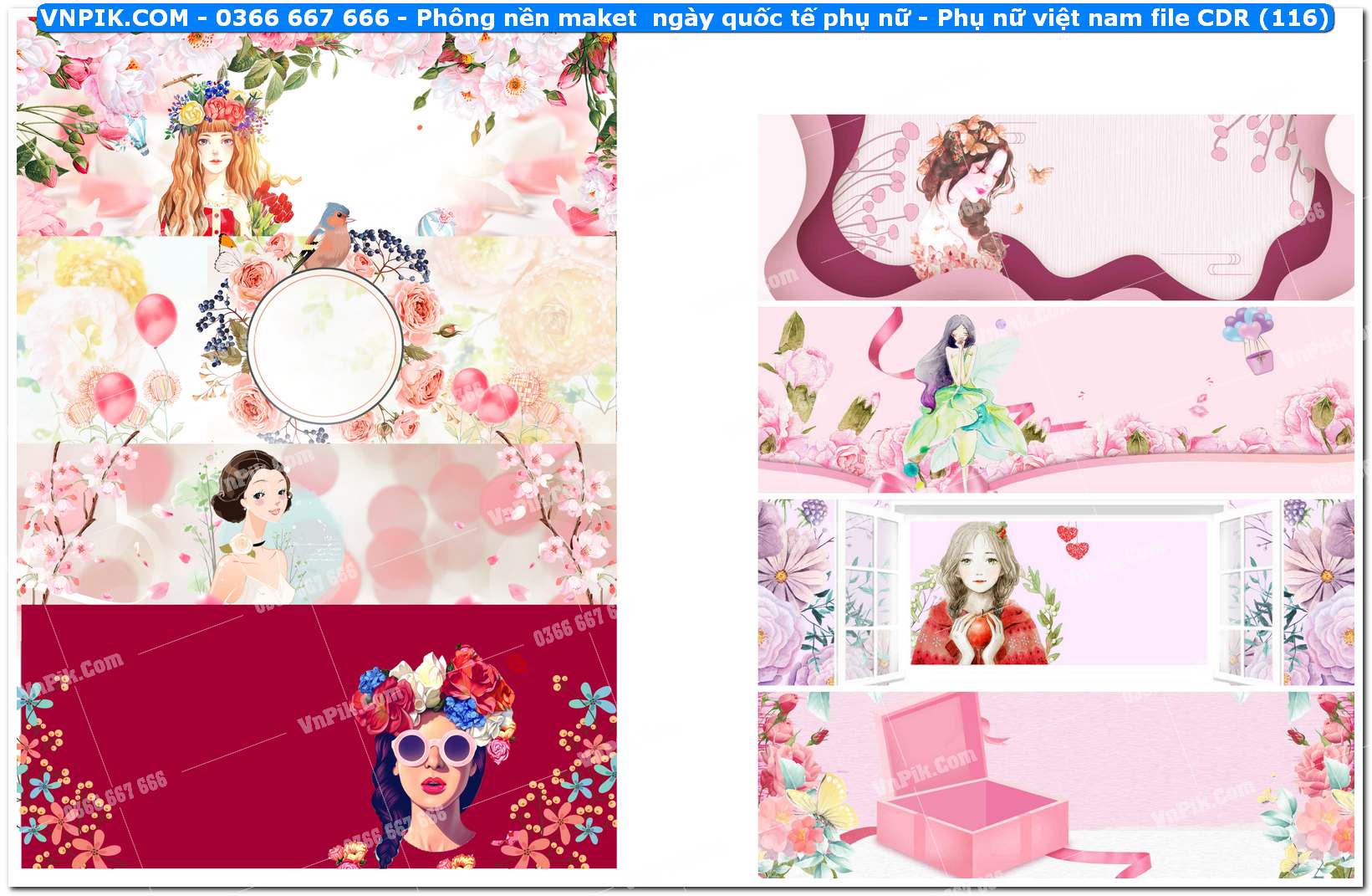 Phông nền maket  ngày quốc tế phụ nữ – Phụ nữ việt nam file CDR (116)