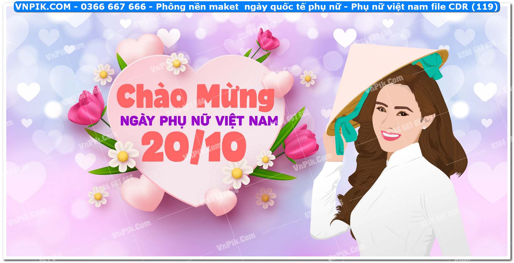 Phông nền maket  ngày quốc tế phụ nữ – Phụ nữ việt nam file CDR (119)