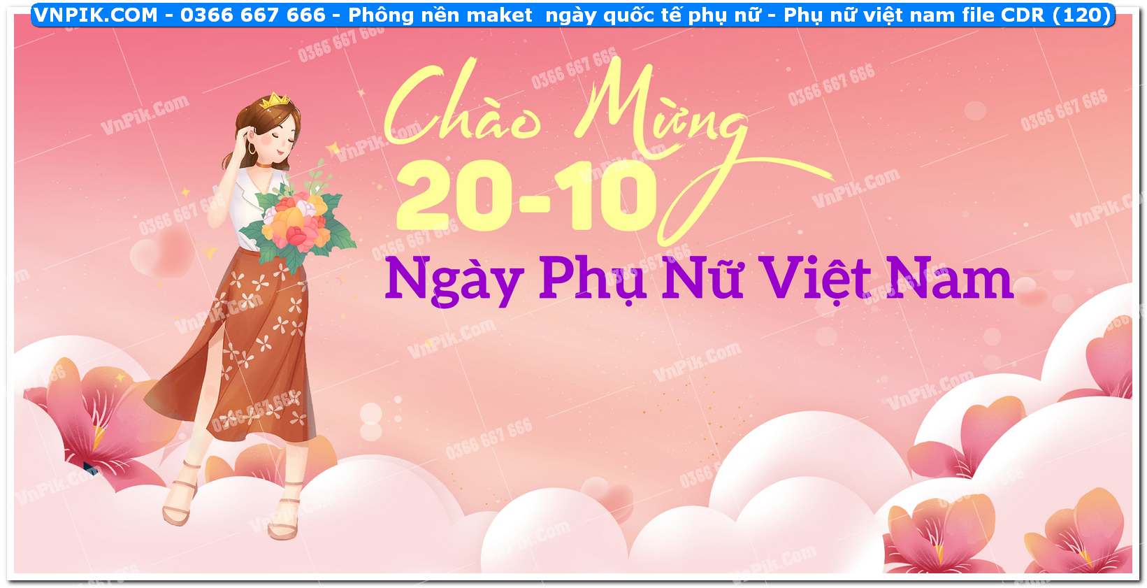 Phông nền maket  ngày quốc tế phụ nữ – Phụ nữ việt nam file CDR (120)