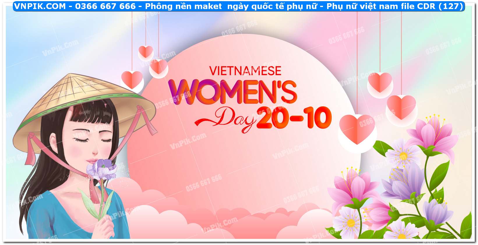 Phông nền maket  ngày quốc tế phụ nữ – Phụ nữ việt nam file CDR (127)