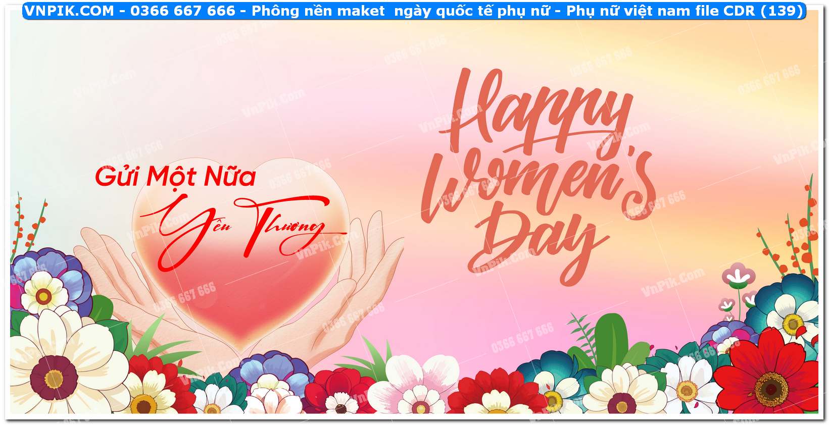 Phông nền maket  ngày quốc tế phụ nữ – Phụ nữ việt nam file CDR (139)