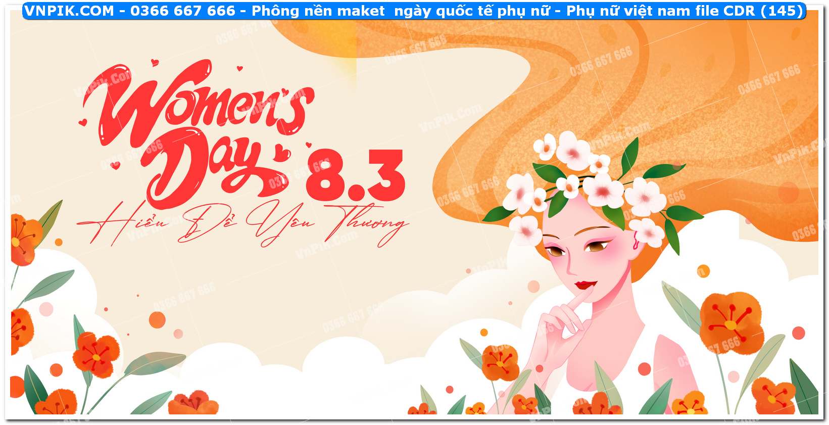Phông nền maket  ngày quốc tế phụ nữ – Phụ nữ việt nam file CDR (145)