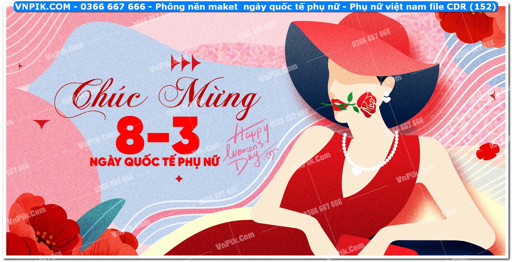 Phông nền maket  ngày quốc tế phụ nữ – Phụ nữ việt nam file CDR (152)