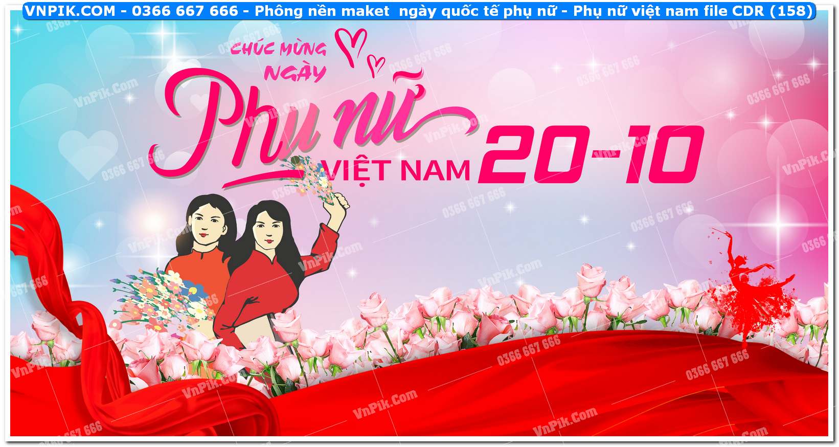 Phông nền maket  ngày quốc tế phụ nữ – Phụ nữ việt nam file CDR (158)