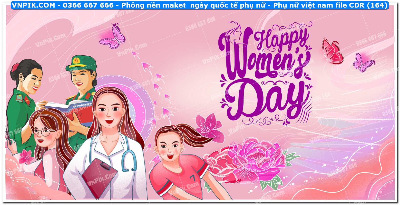 Phông nền maket  ngày quốc tế phụ nữ – Phụ nữ việt nam file CDR (164)
